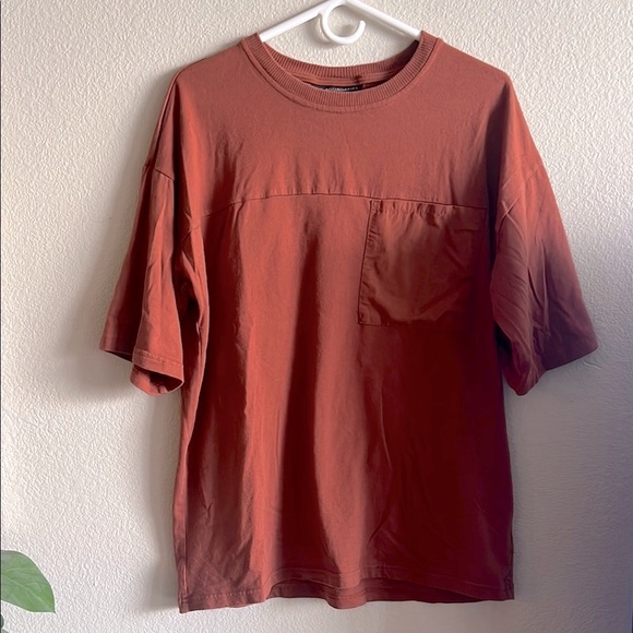 No Boundaries Other - No‎ Boundaries Mens Oversized Pocket T-Shirt Brown Terracotta Medium NB30101